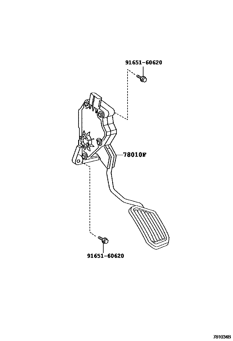 Toyota CAMRY accelerator pedal connecting rod EPC diagram — 781034B