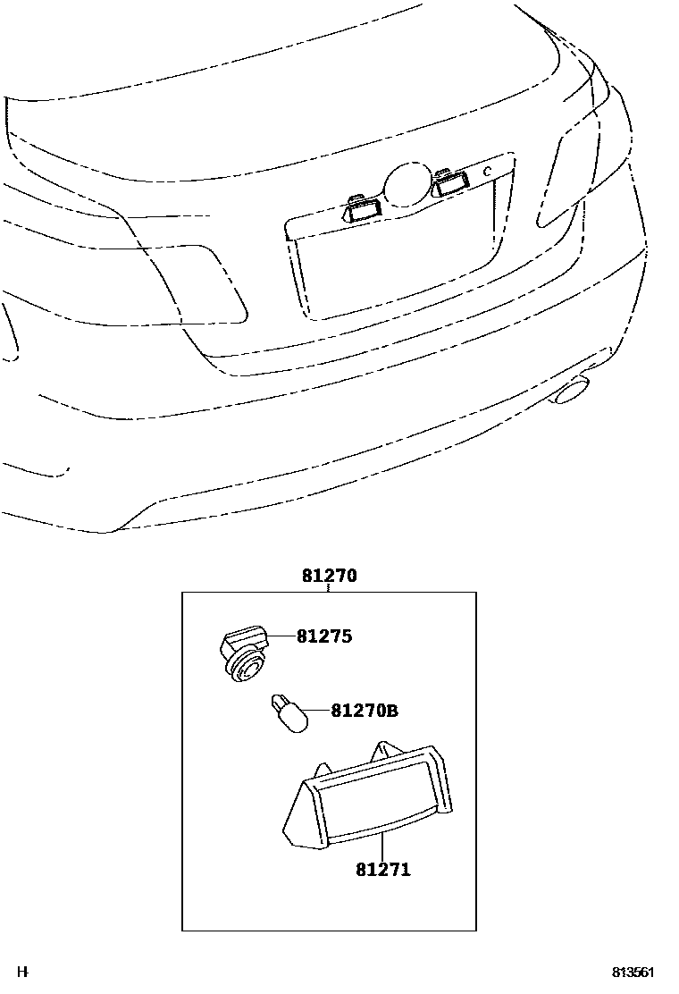Toyota CAMRY 后牌照灯 EPC diagram — 813561