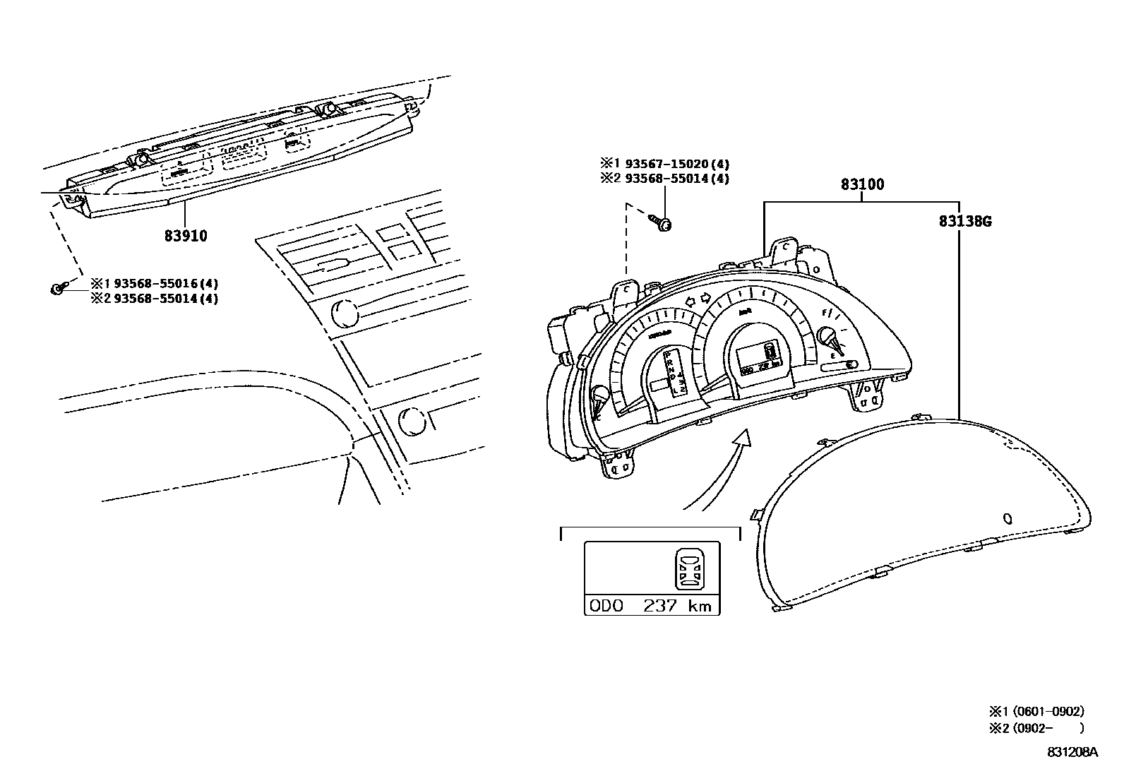 Toyota CAMRY 仪表 EPC diagram — 831208A