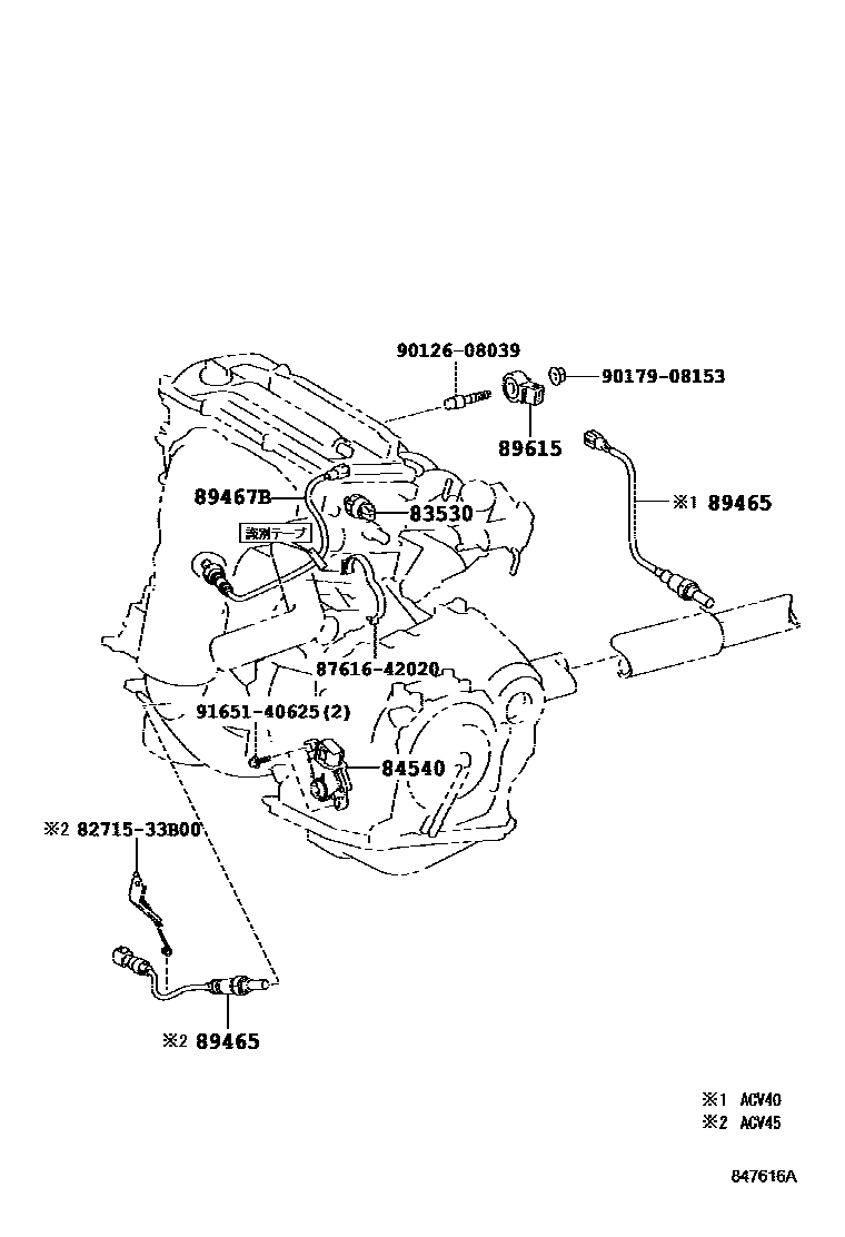 Toyota CAMRY 开关和继电器和ECU EPC diagram — 847616A