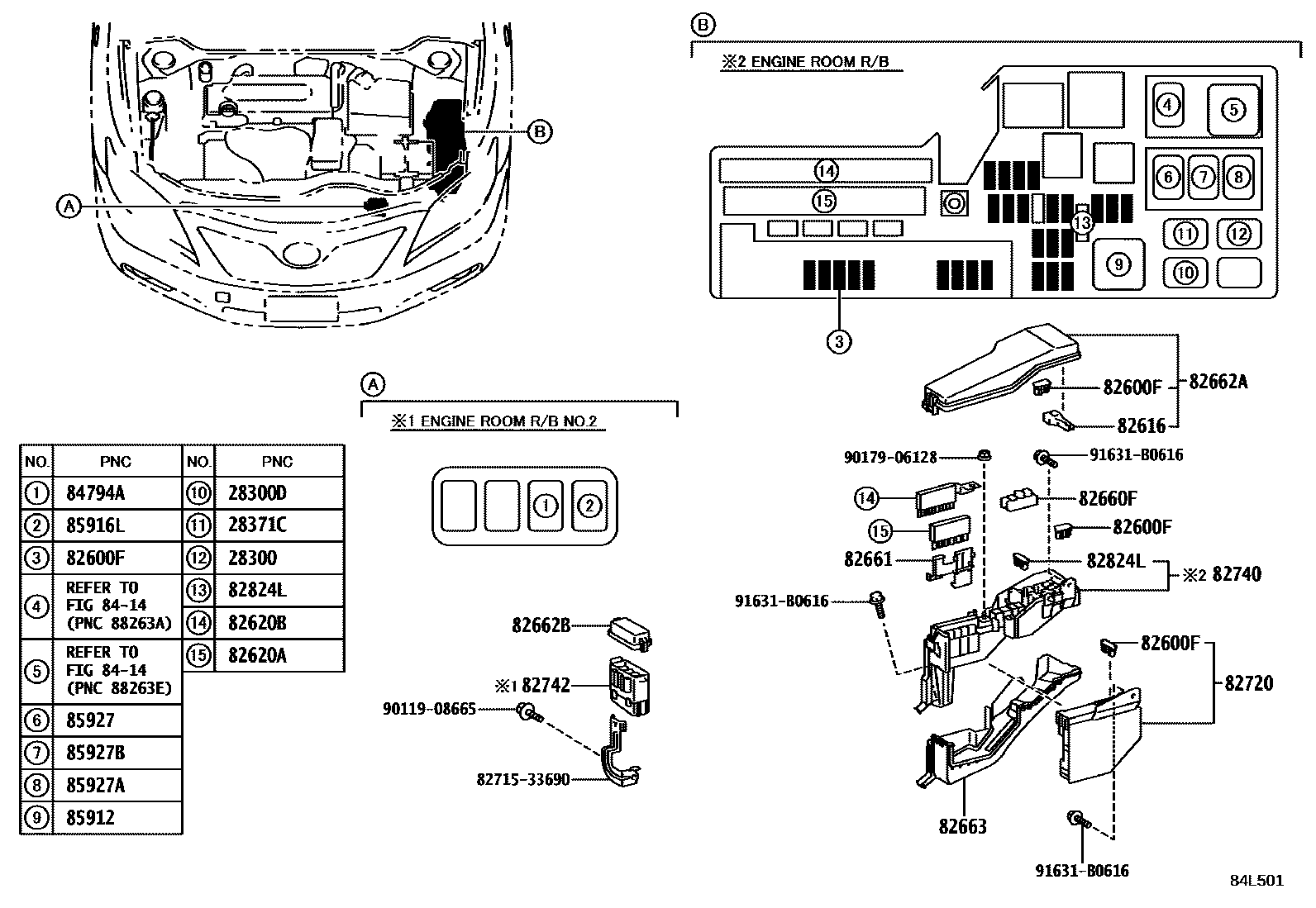 Toyota CAMRY 开关和继电器和ECU EPC diagram — 84L501