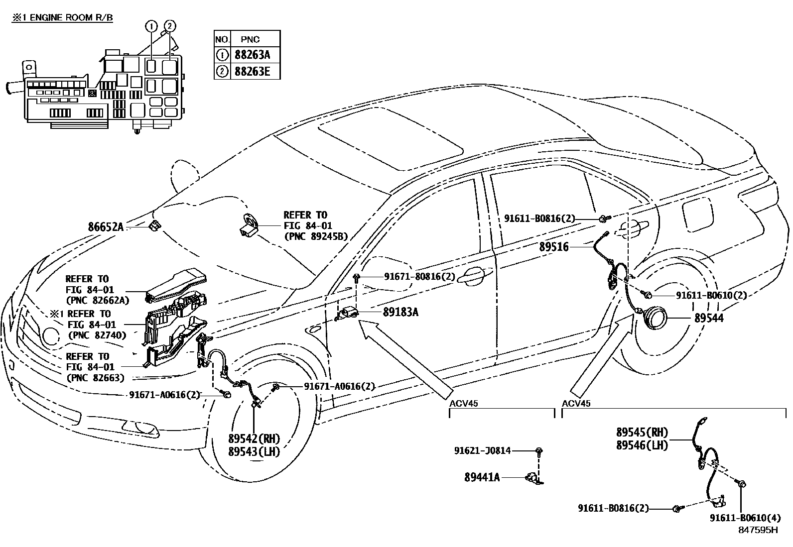 Toyota CAMRY ABS 和 VSC EPC diagram — 847595H