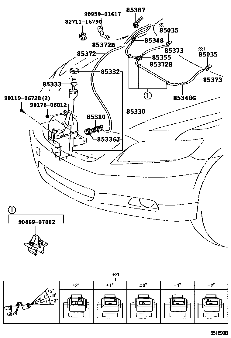 Toyota CAMRY 挡风玻璃清洗器 EPC diagram — 851699B