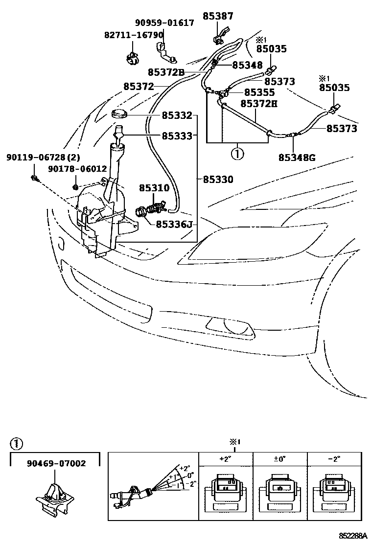 Toyota CAMRY 挡风玻璃清洗器 EPC diagram — 852288A