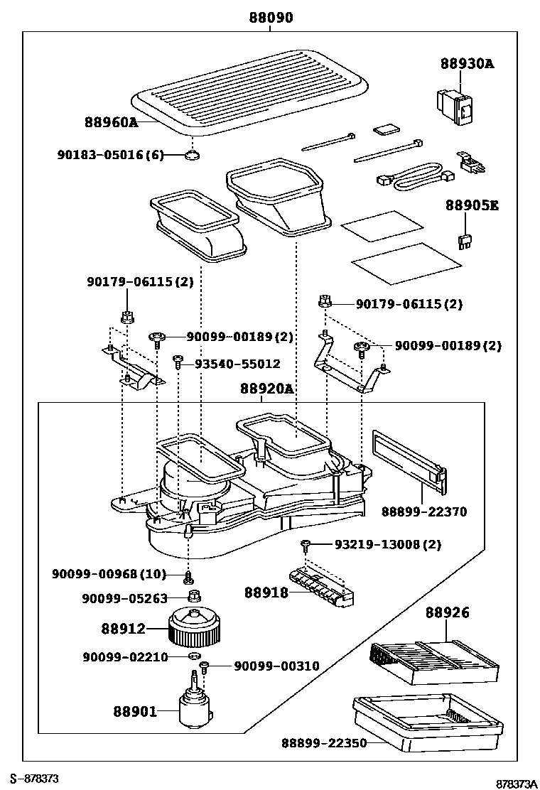 Toyota CAMRY 空气净化器或离子发生器 EPC diagram — 878373A