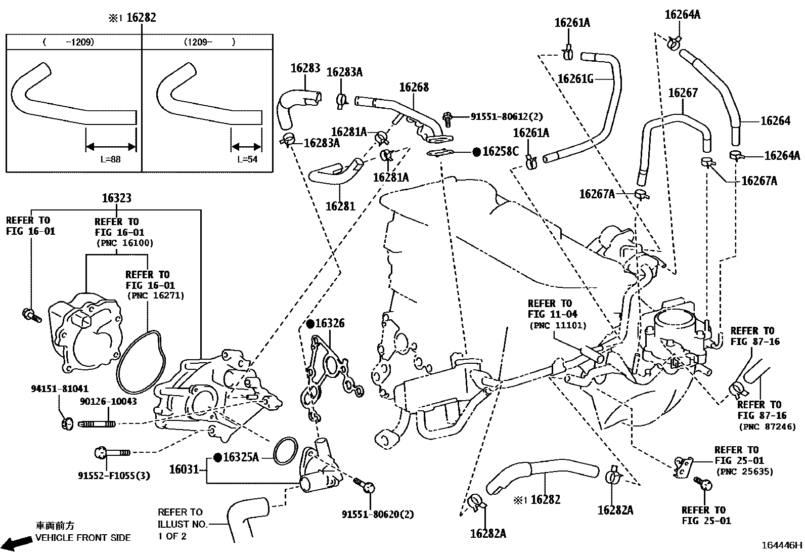 Toyota CAMRY RADIATOR & WATER OUTLET EPC diagram — 164446H
