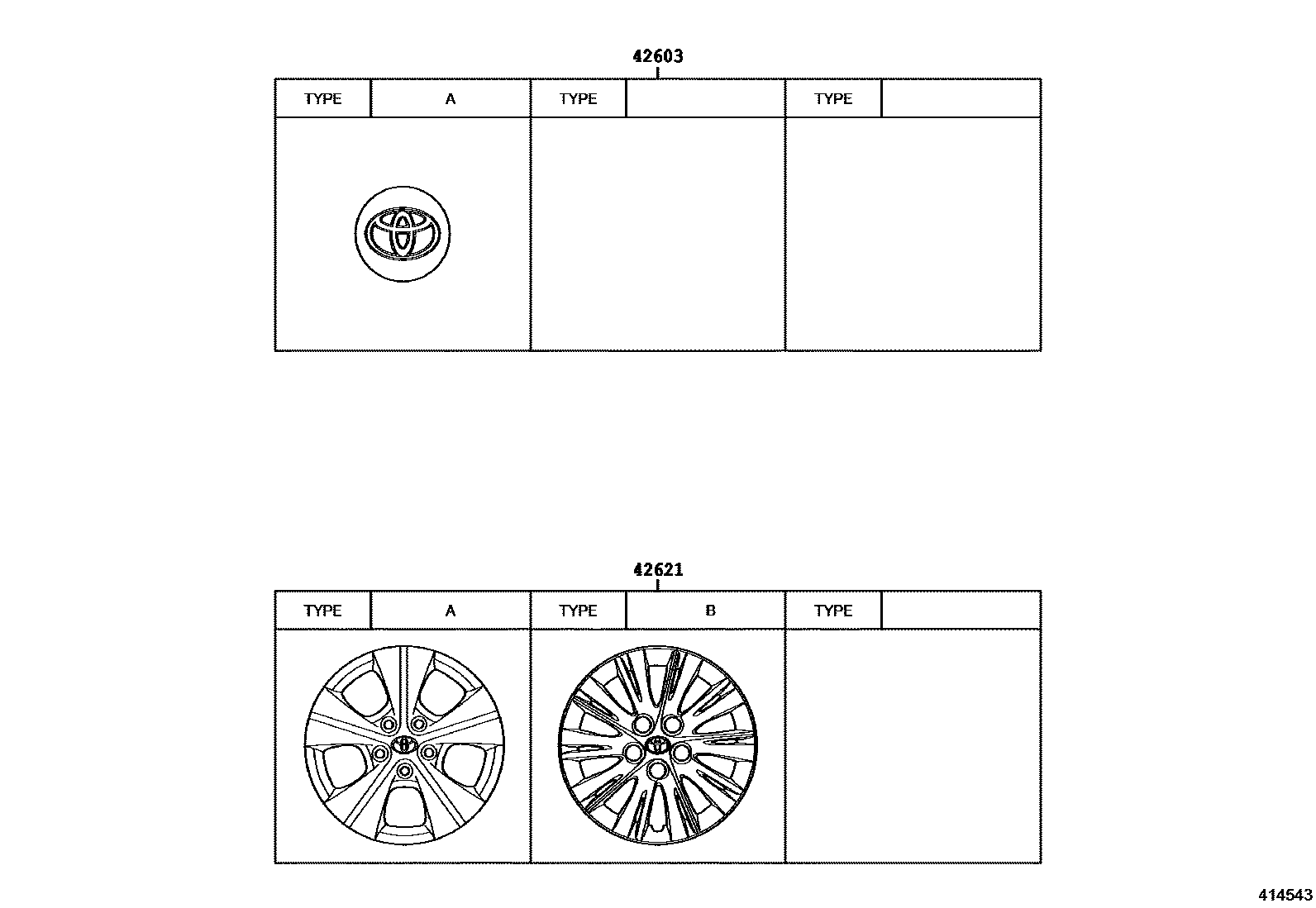 Toyota CAMRY 车轮和车轮盖 EPC diagram — 414543