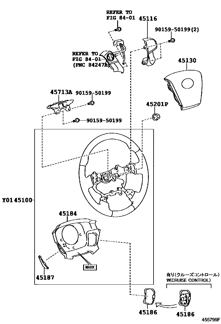 Toyota CAMRY Steering Wheel EPC diagram — 455799F