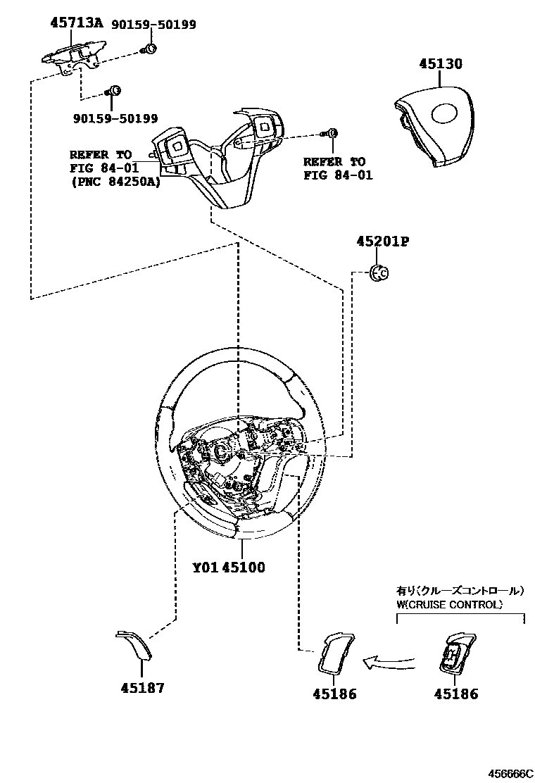 Toyota CAMRY Steering Wheel EPC diagram — 456666C