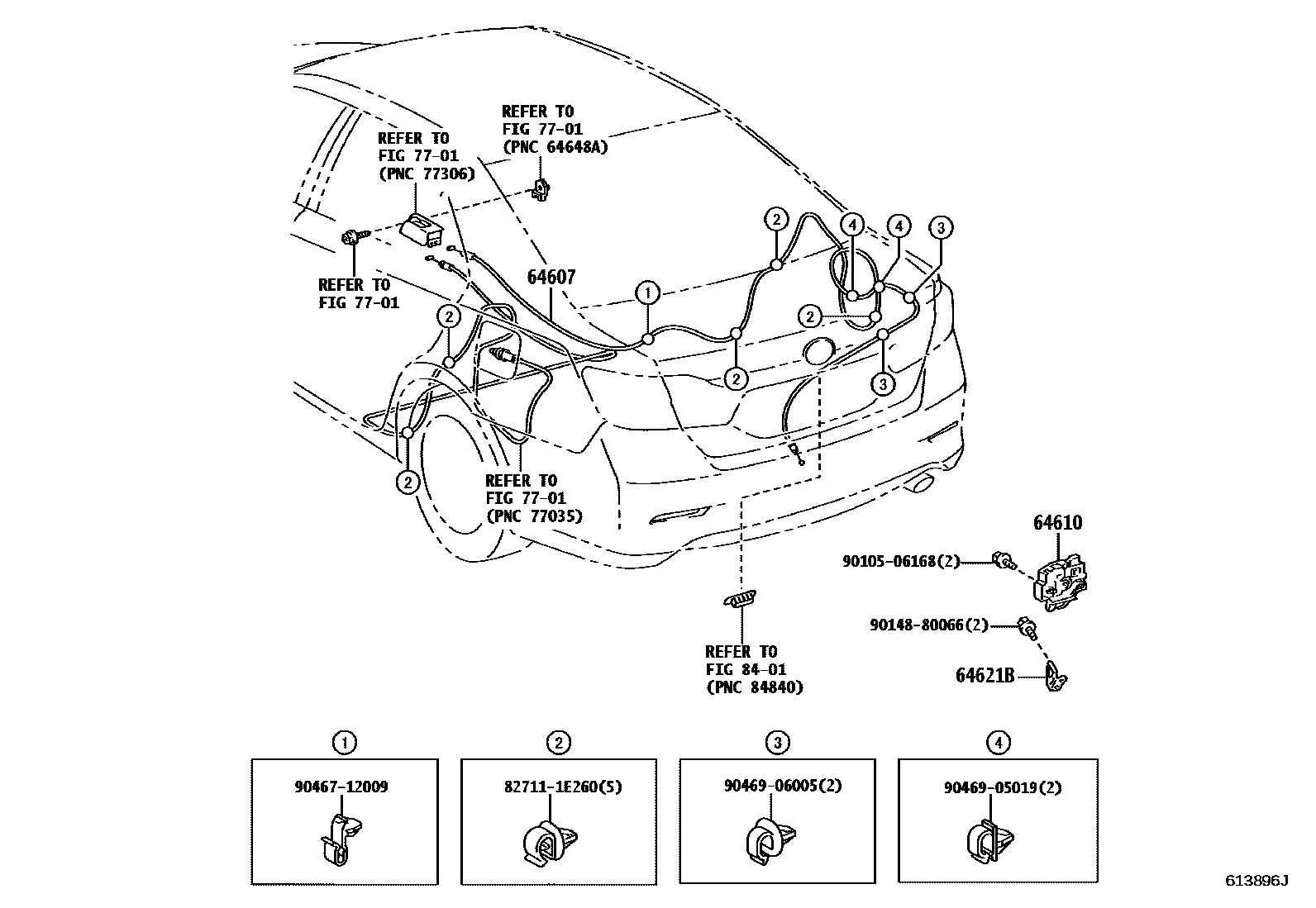Toyota CAMRY 行李箱门和行李箱锁 EPC diagram — 613896J