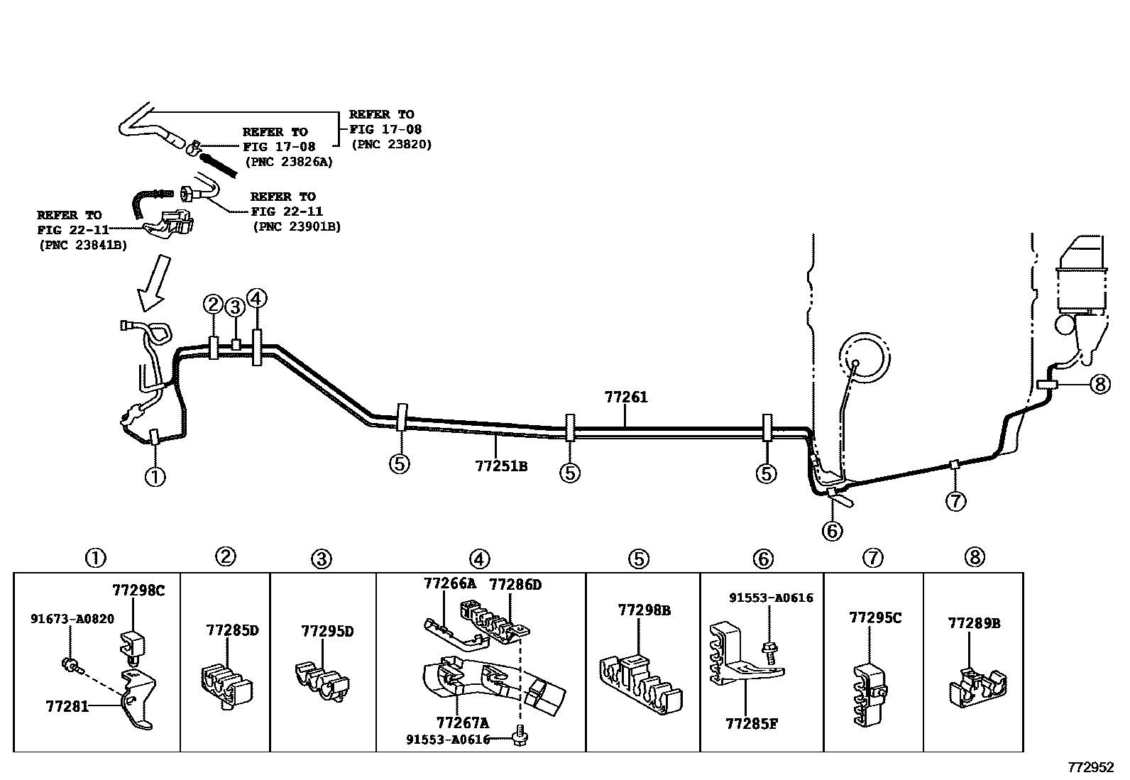 Toyota CAMRY 燃油箱和燃油管 EPC diagram — 772952