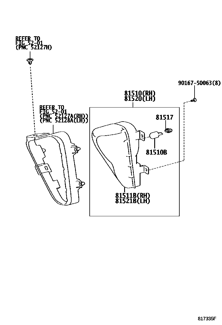 Toyota CAMRY 前转向灯 EPC diagram — 817335F