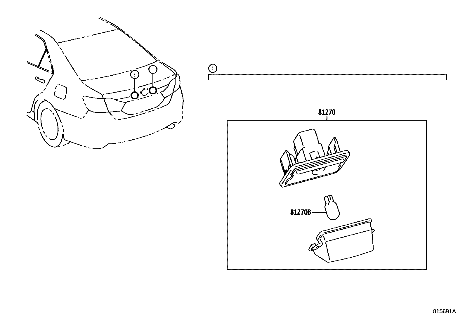 Toyota CAMRY 后牌照灯 EPC diagram — 815691A
