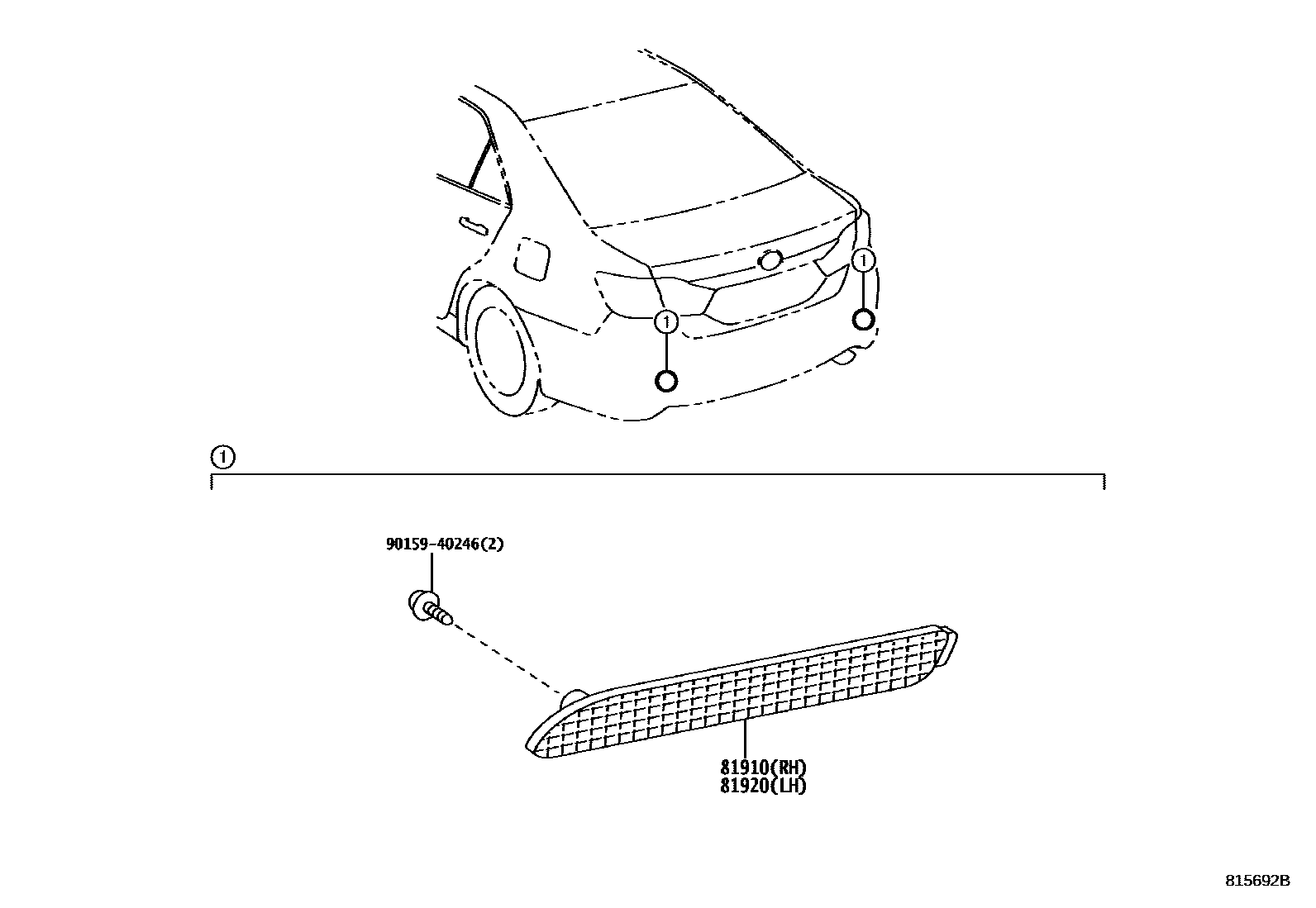 Toyota CAMRY reflector EPC diagram — 815692B