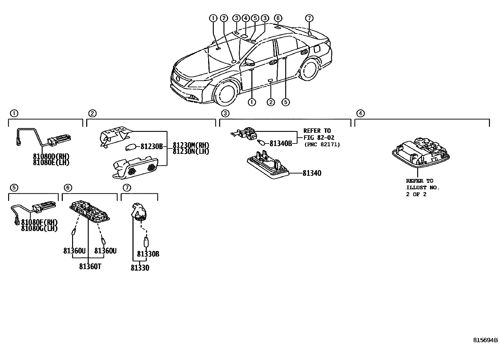 Toyota CAMRY 车内灯 EPC diagram — 815694B