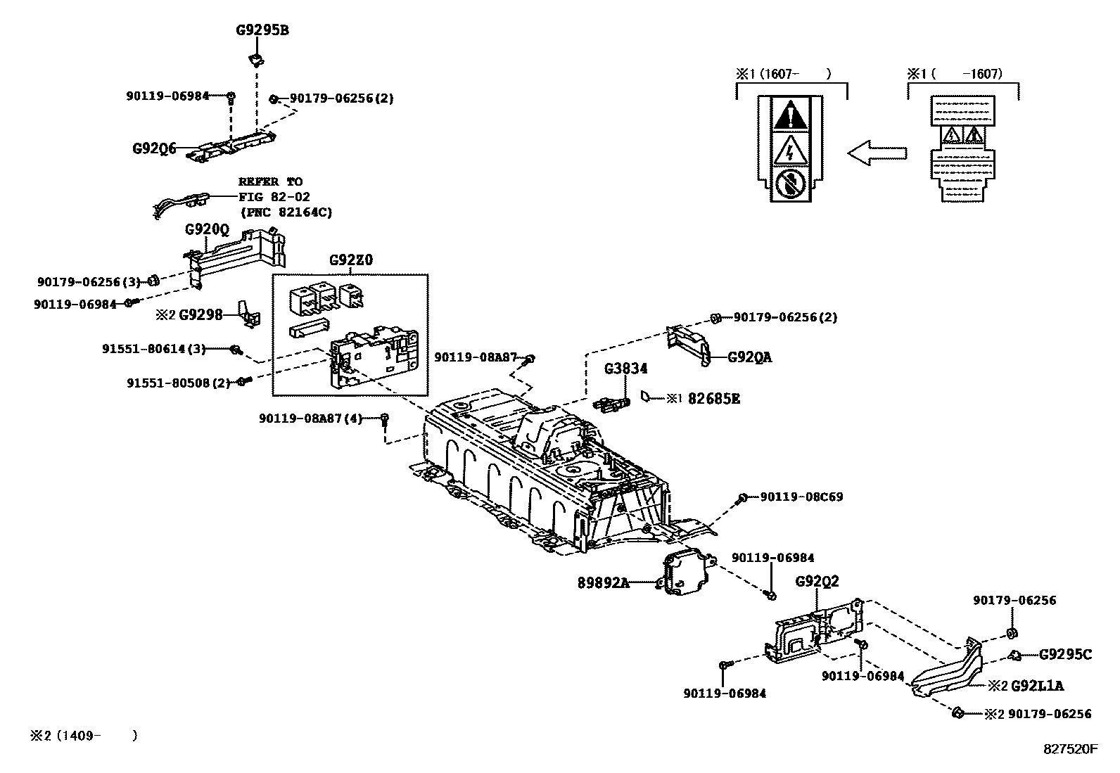 Toyota CAMRY 蓄电池和蓄电池电缆 EPC diagram — 827520F