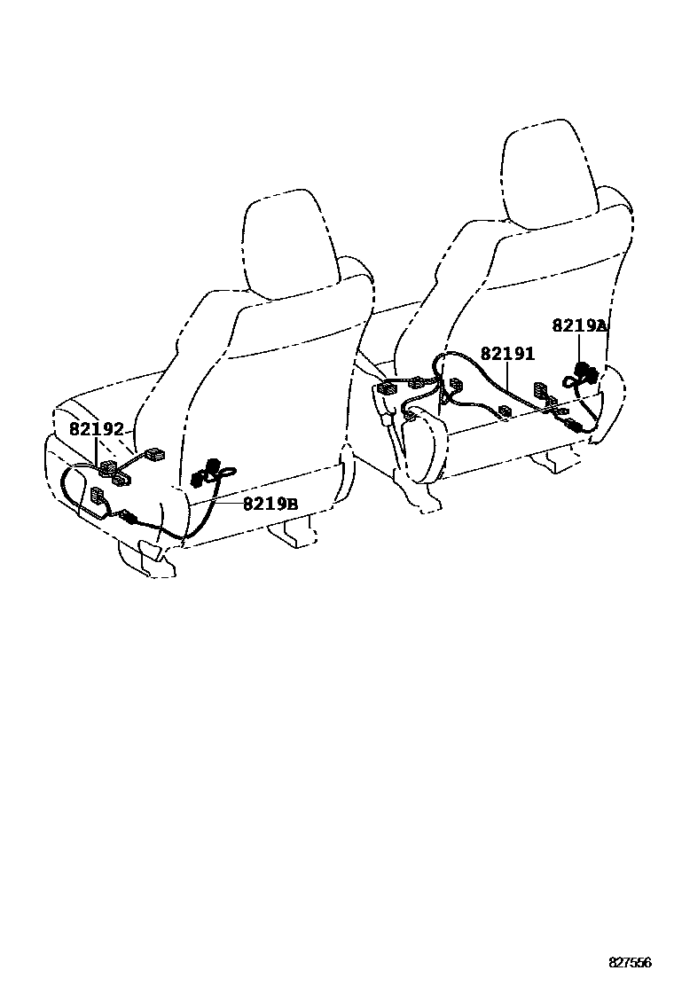 Toyota CAMRY 线束和卡夹 EPC diagram — 827556