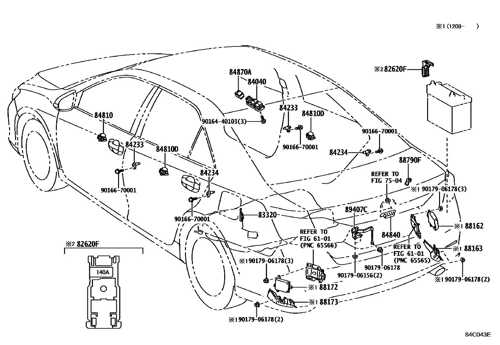Toyota CAMRY 开关和继电器和ECU EPC diagram — 84C043E