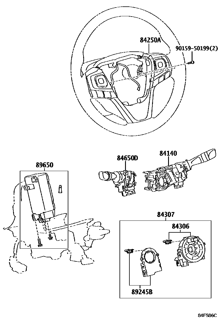 Toyota CAMRY 开关和继电器和ECU EPC diagram — 84F586C