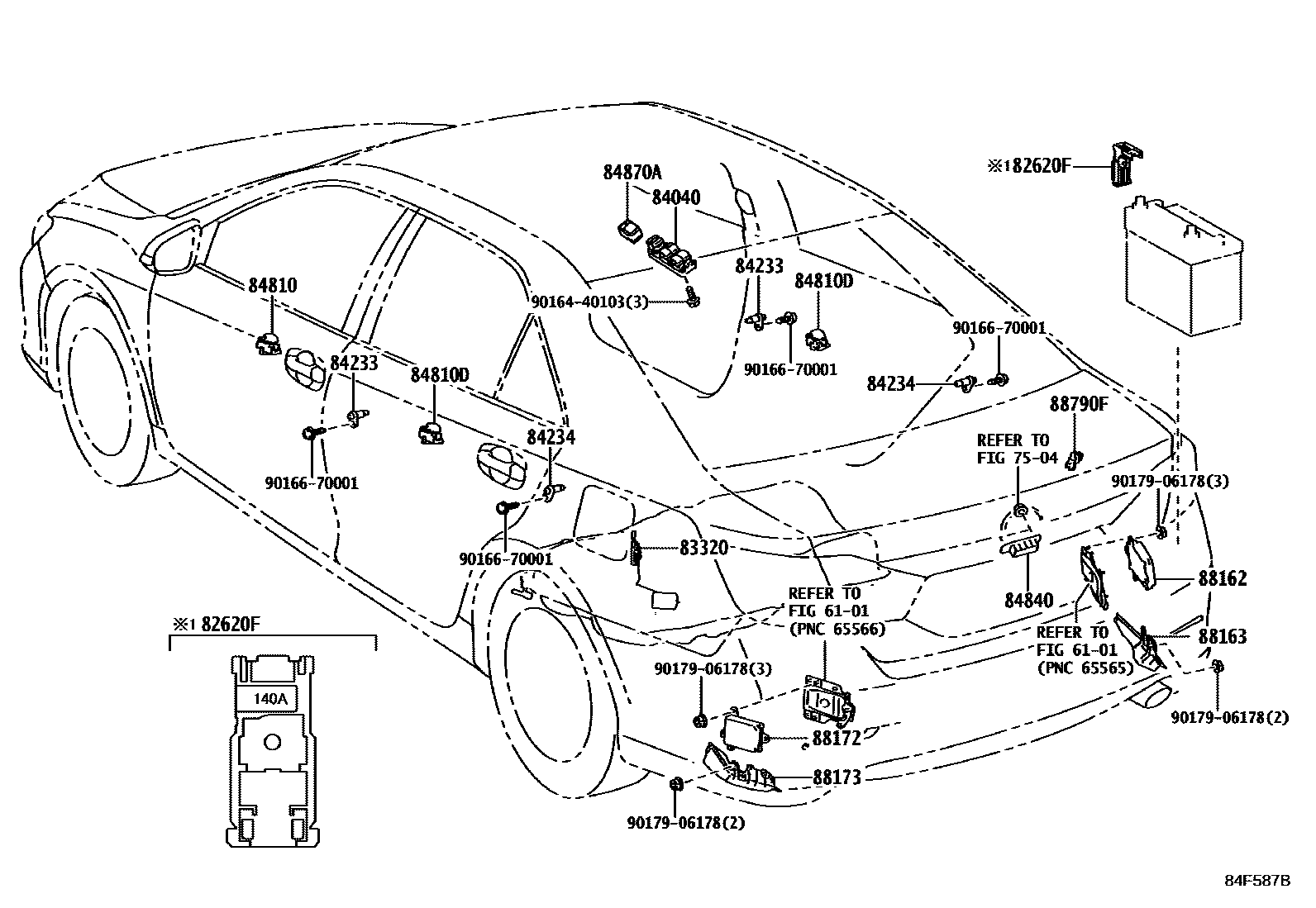 Toyota CAMRY 开关和继电器和ECU EPC diagram — 84F587B