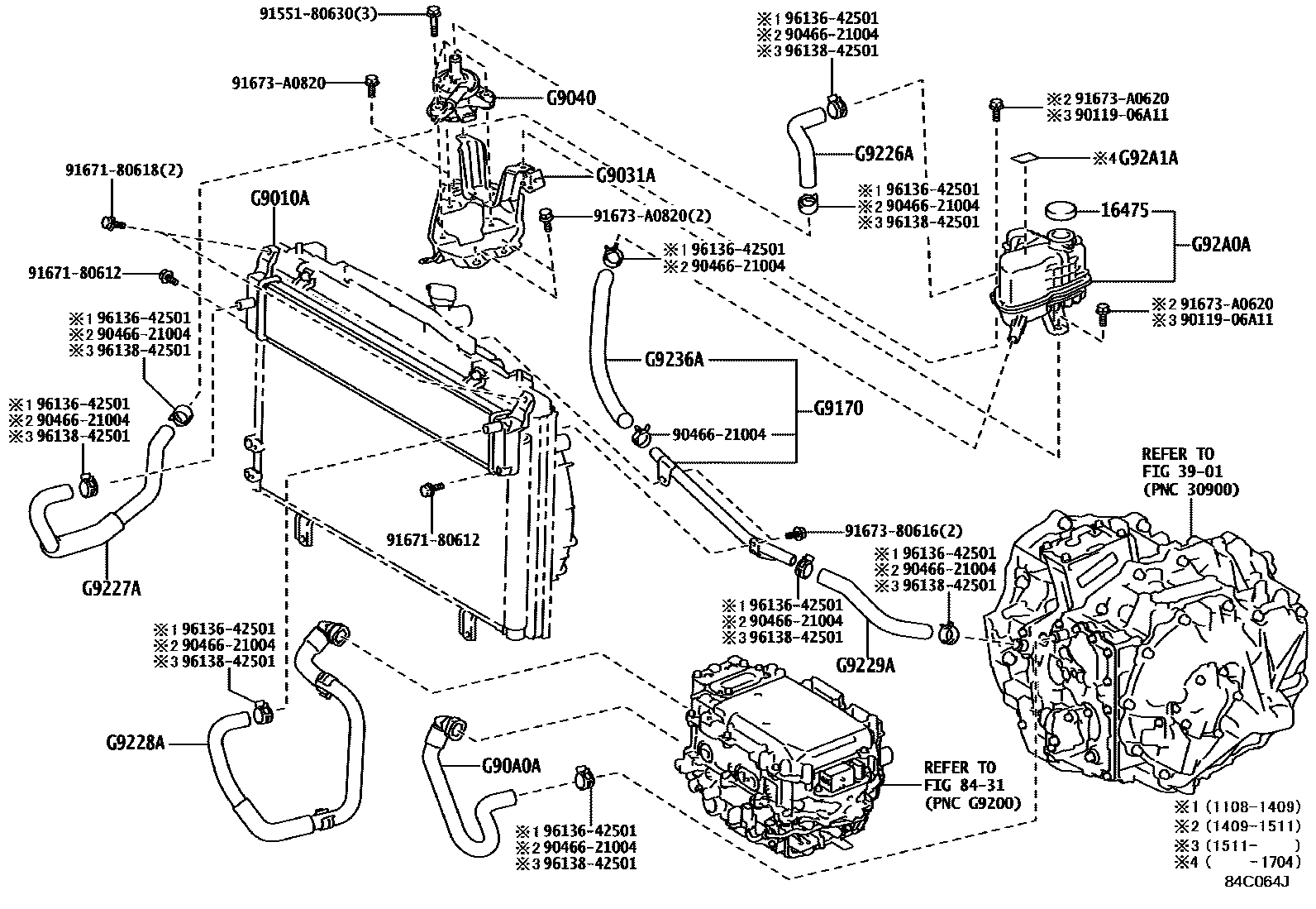 Toyota CAMRY 逆变器冷却系统 EPC diagram — 84C064J