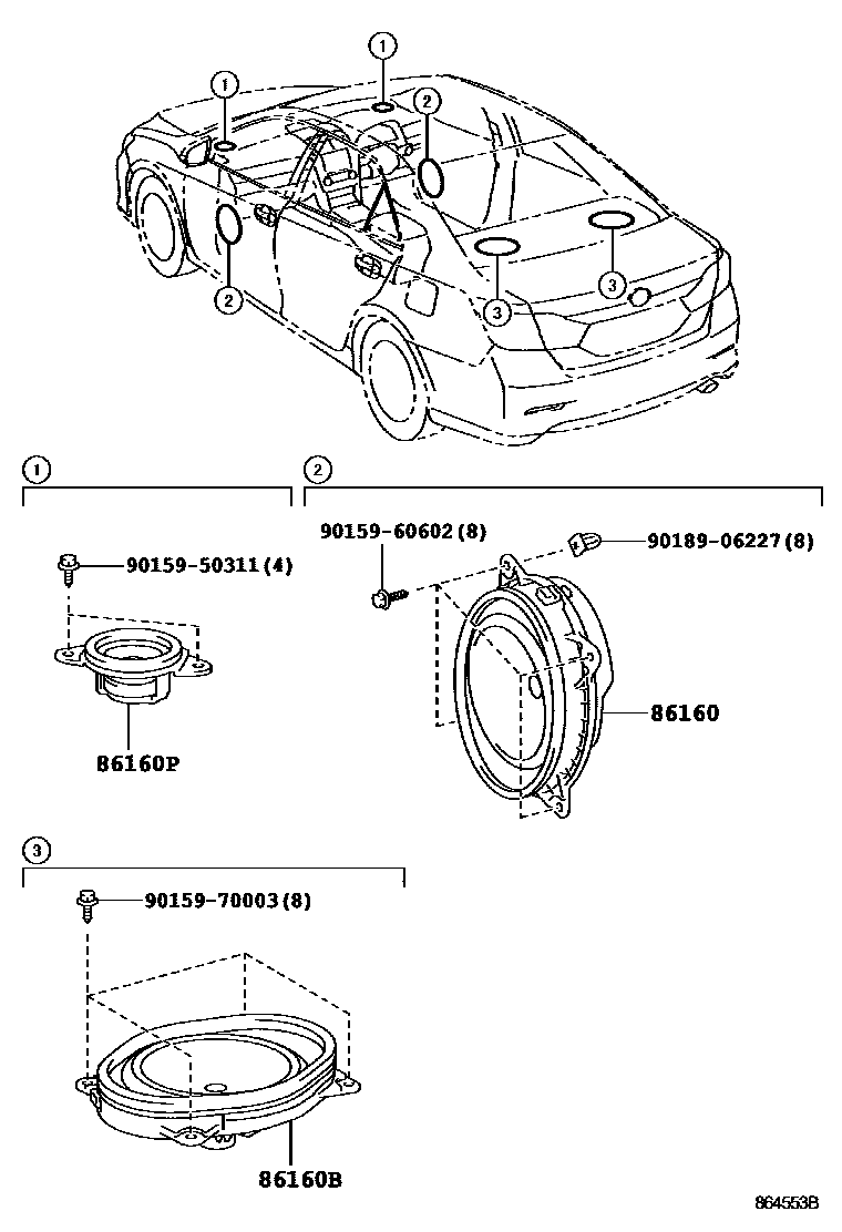 Toyota CAMRY 扬声器 EPC diagram — 864553B
