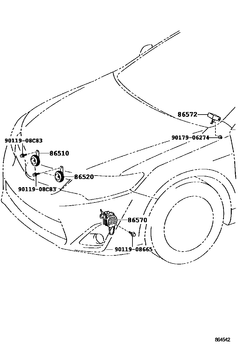 Toyota CAMRY 喇叭 EPC diagram — 864542