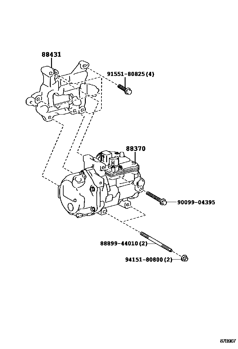 Toyota CAMRY Heating & Air Conditioning - Compressor EPC diagram — 87B907
