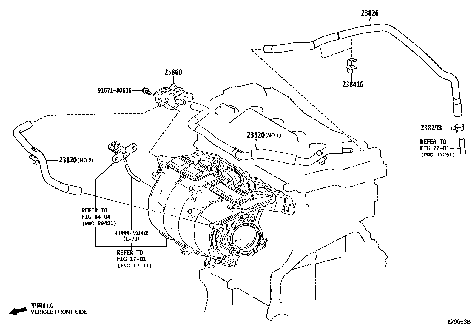 Toyota CAMRY vacuum tube EPC diagram — 179663B