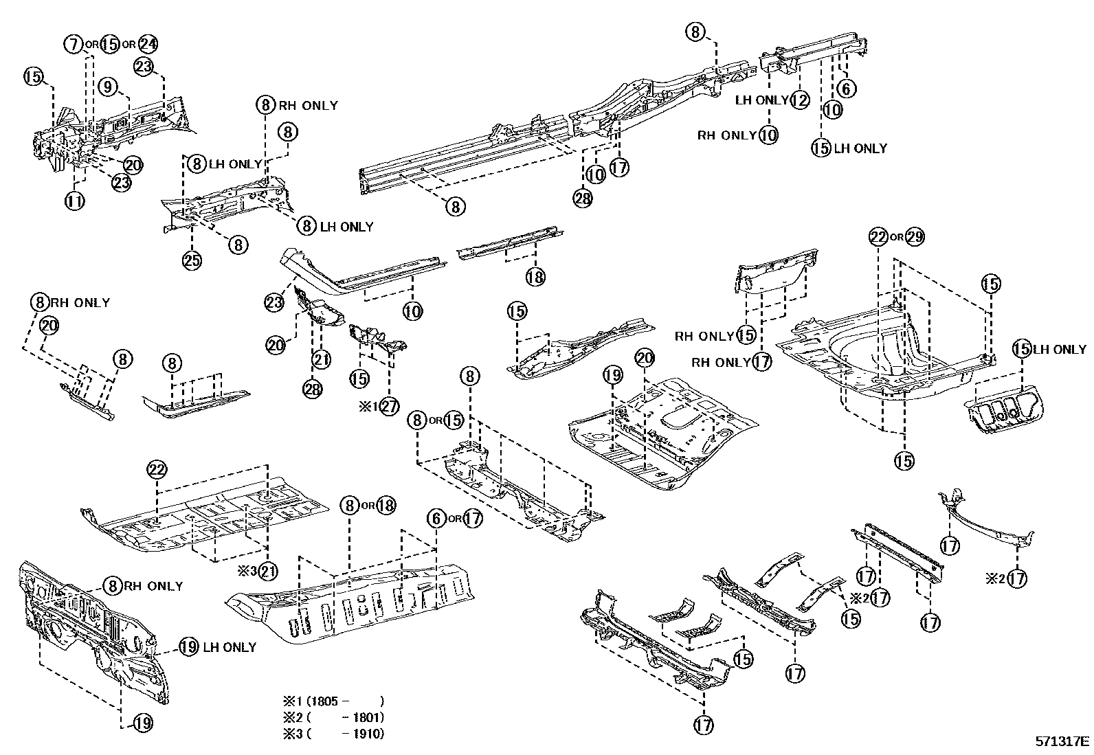 Toyota CAMRY hole plug EPC diagram — 571317E