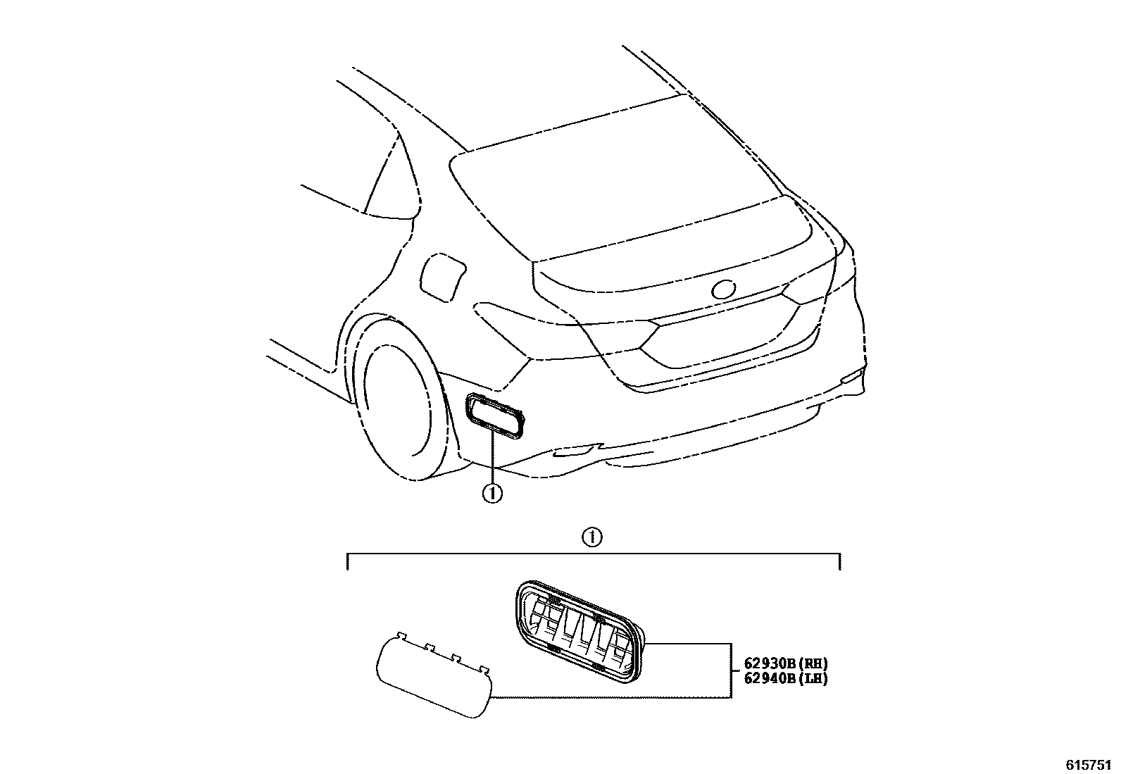 Toyota CAMRY 车侧通风装置 EPC diagram — 615751