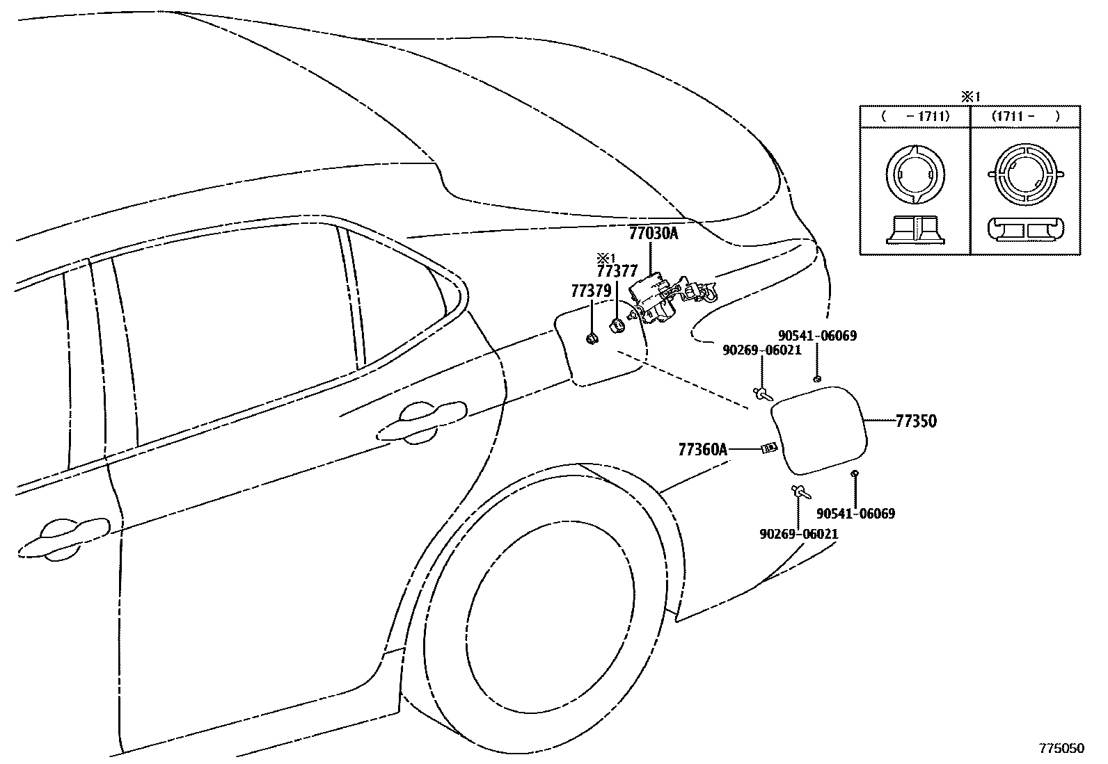 Toyota CAMRY 燃油箱和燃油管 EPC diagram — 775050