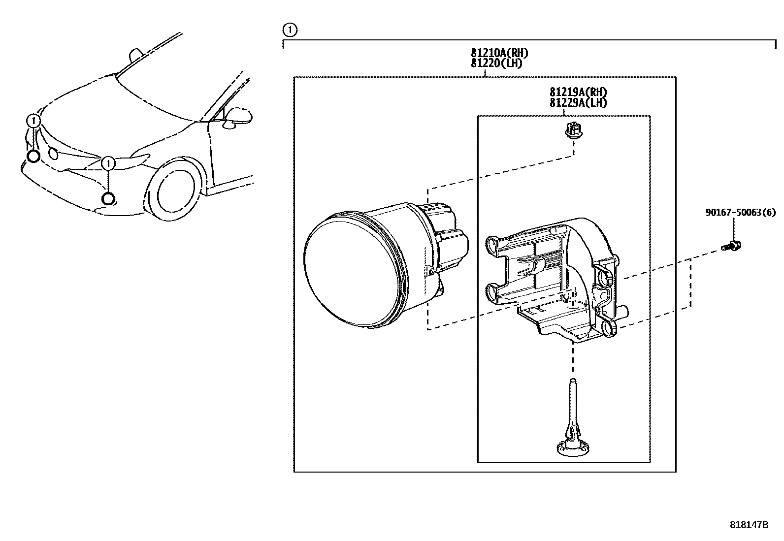 Toyota CAMRY Fog Lamp EPC diagram — 818147B