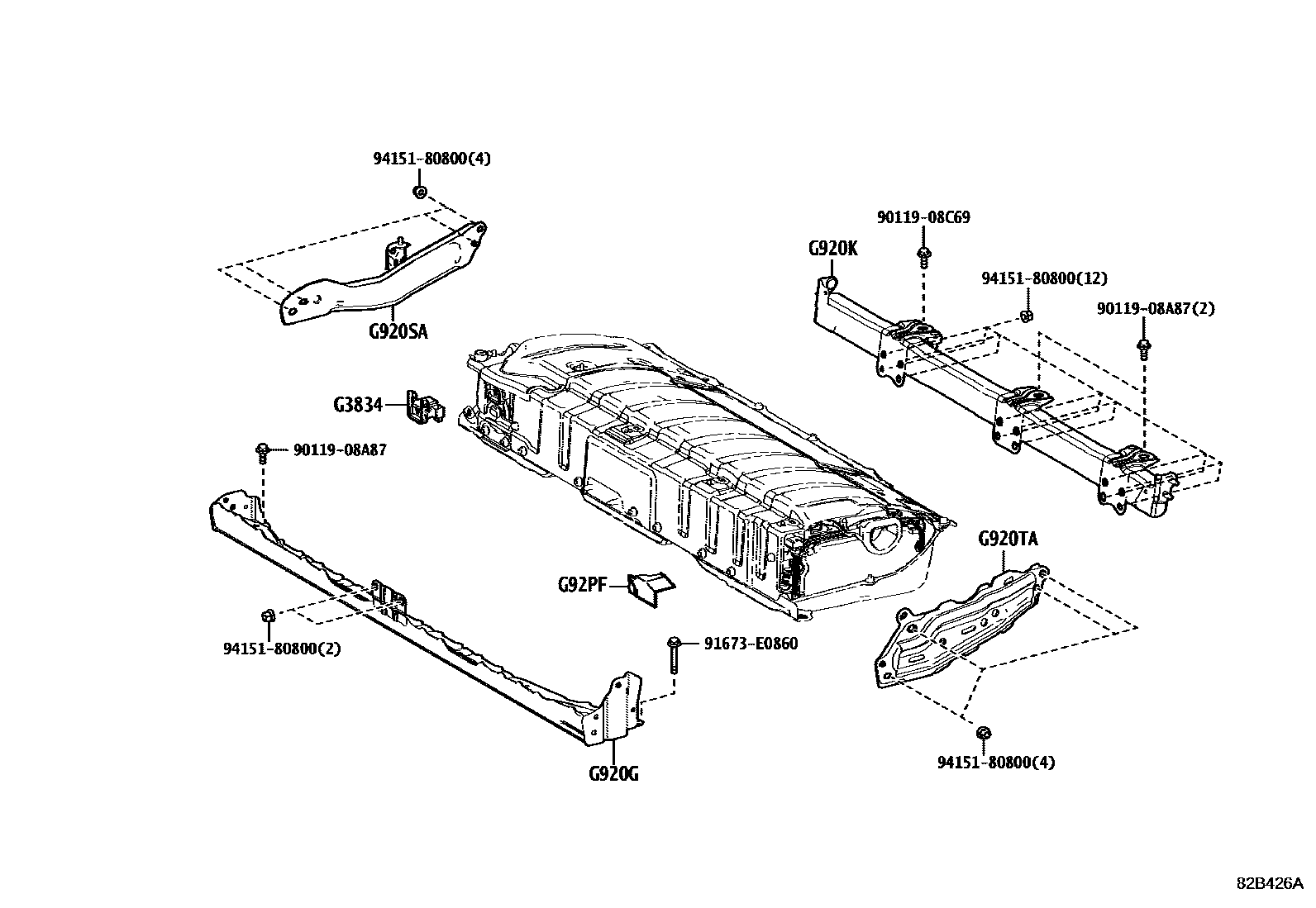 Toyota CAMRY 蓄电池和蓄电池电缆 EPC diagram — 82B426A