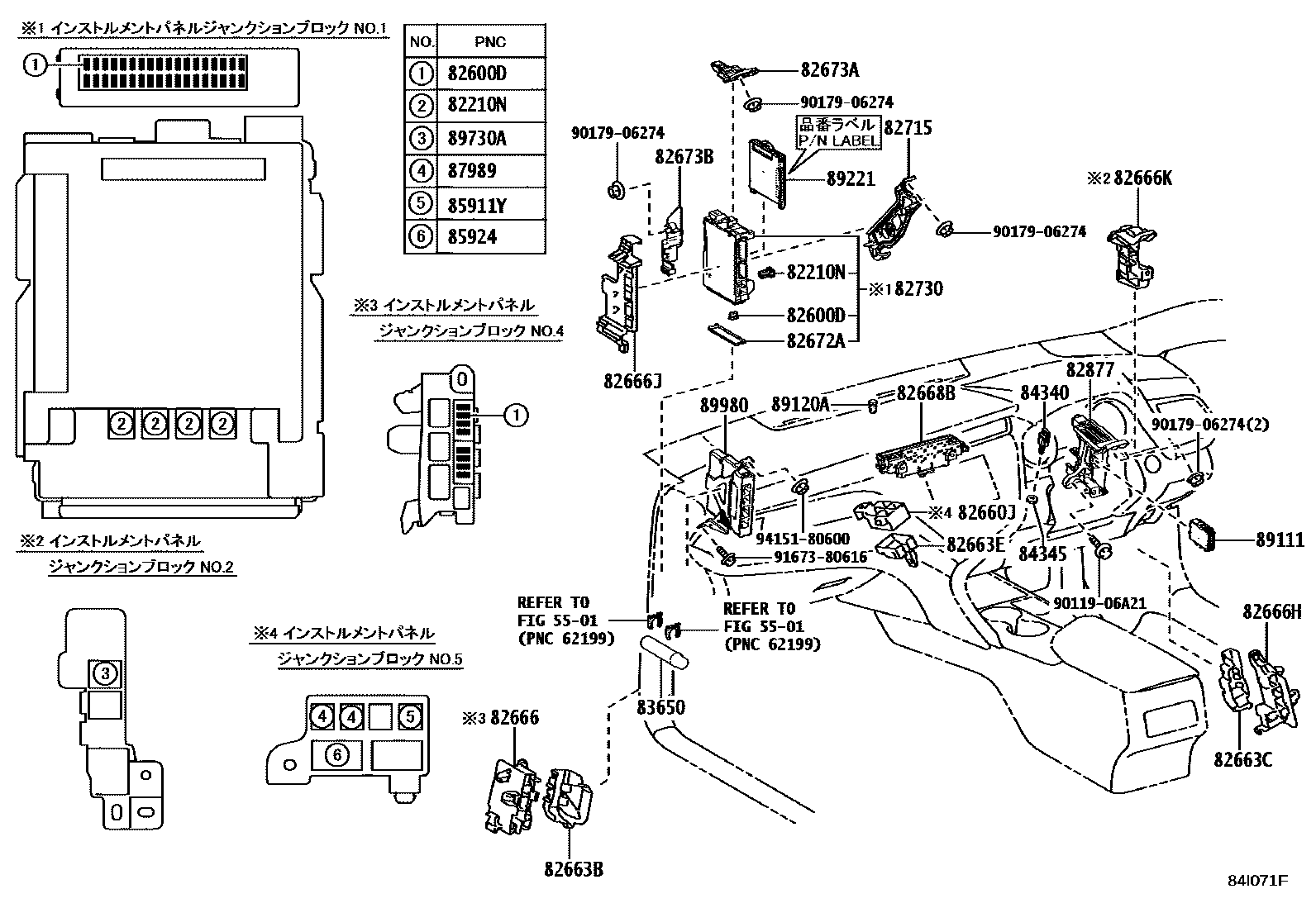 Toyota CAMRY 开关和继电器和ECU EPC diagram — 84I071F
