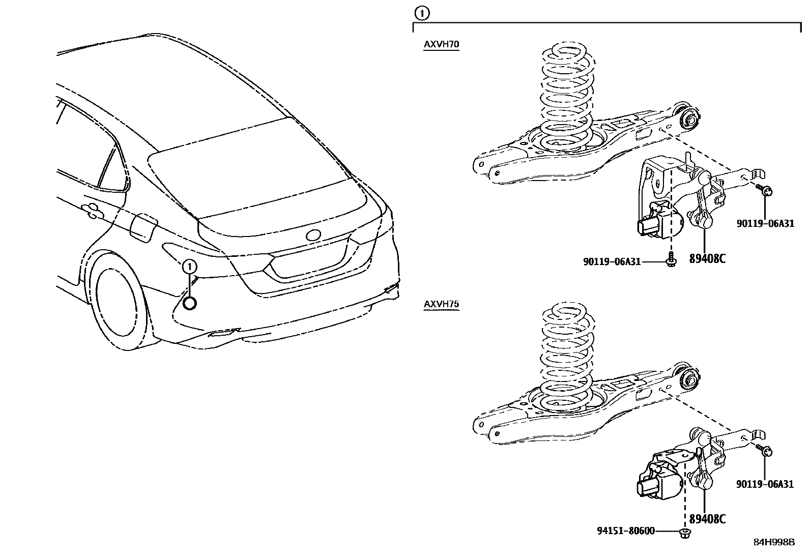 Toyota CAMRY 电子高度控制 EPC diagram — 84H998B