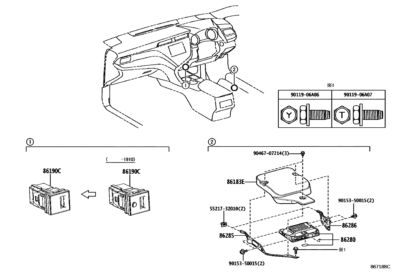 Toyota CAMRY 收音机、放大器和冷凝器 EPC diagram — 867188C