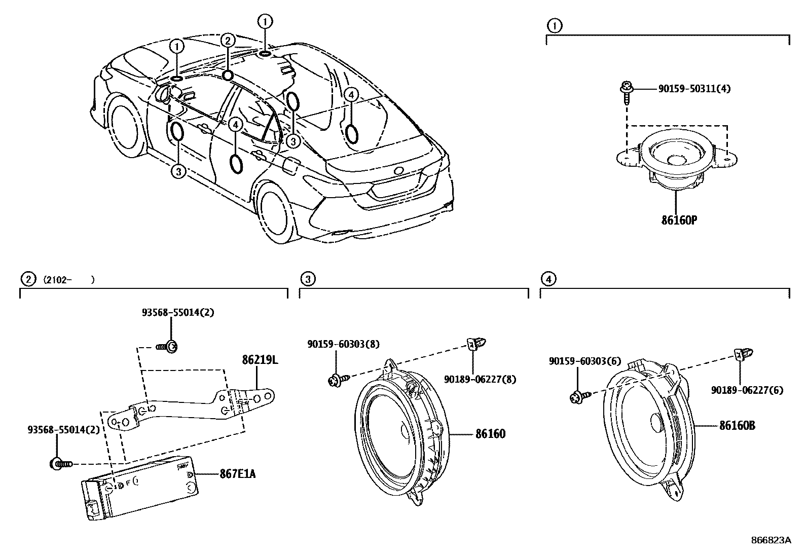 Toyota CAMRY 扬声器 EPC diagram — 866823A