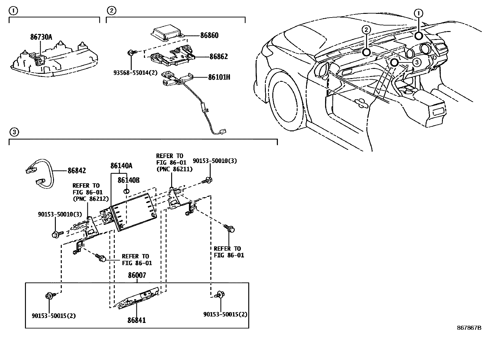 Toyota CAMRY 导航和前监视器显示屏 EPC diagram — 867867B