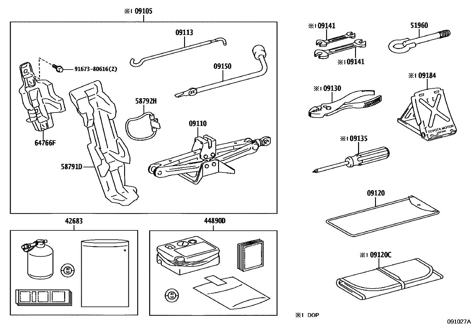 Toyota YARIS Standard Tools EPC diagram — 091027A