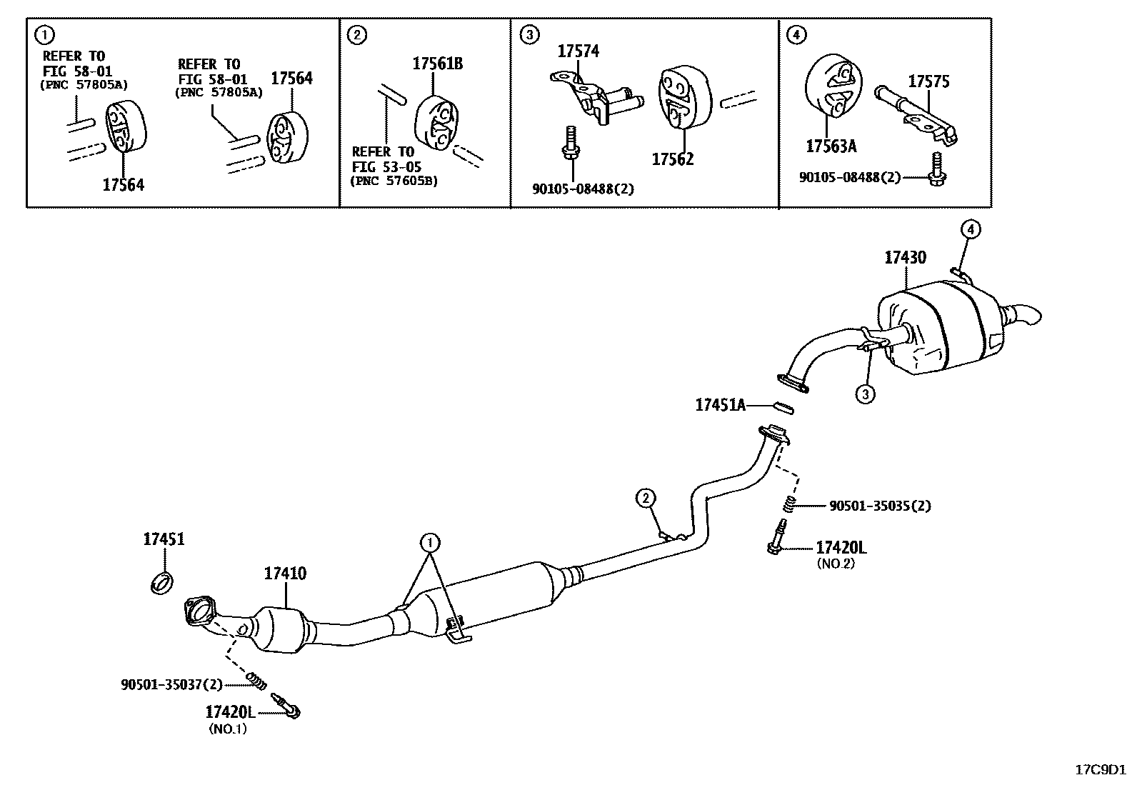 Toyota YARIS Exhaust Pipe EPC diagram — 17C9D1