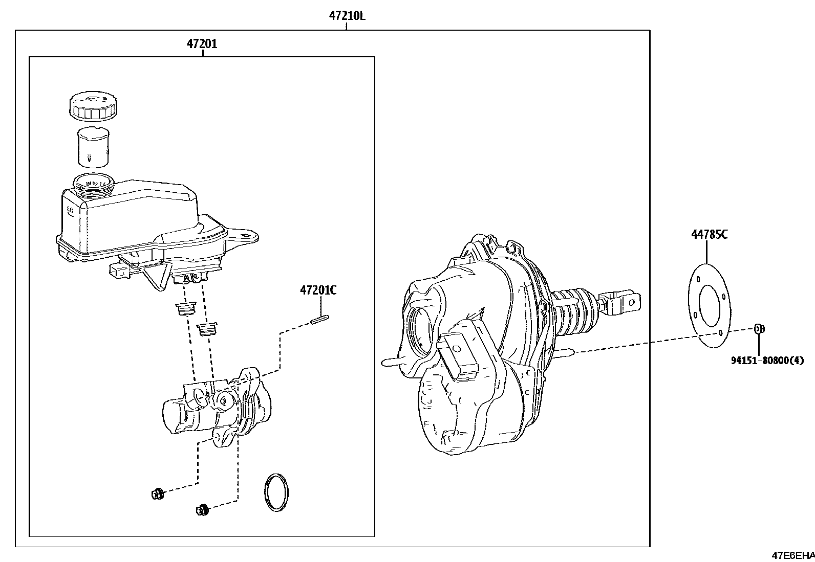 Toyota YARIS 制动总泵 EPC diagram — 47E6EHA