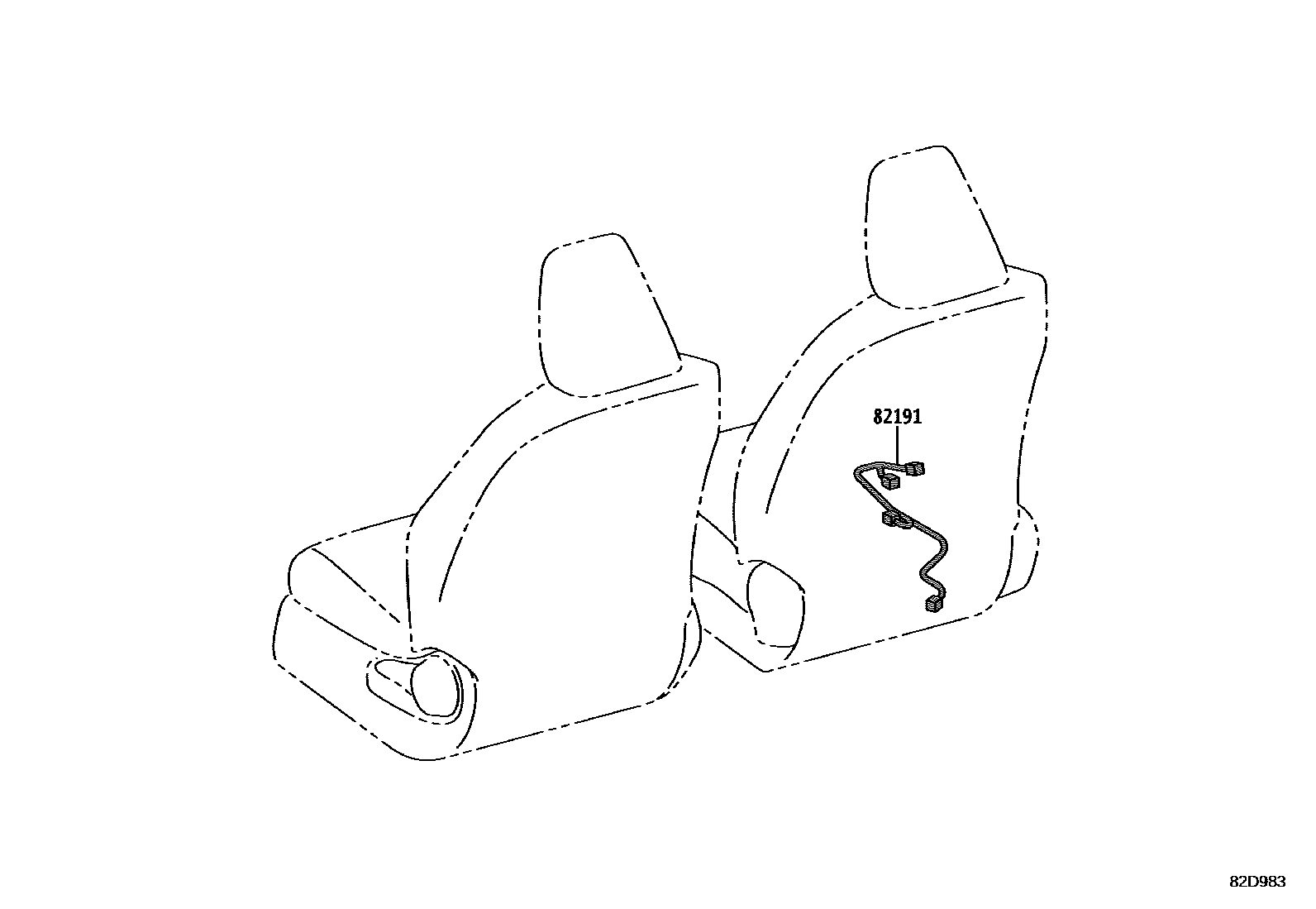 Toyota YARIS 线束和卡夹 EPC diagram — 82D983