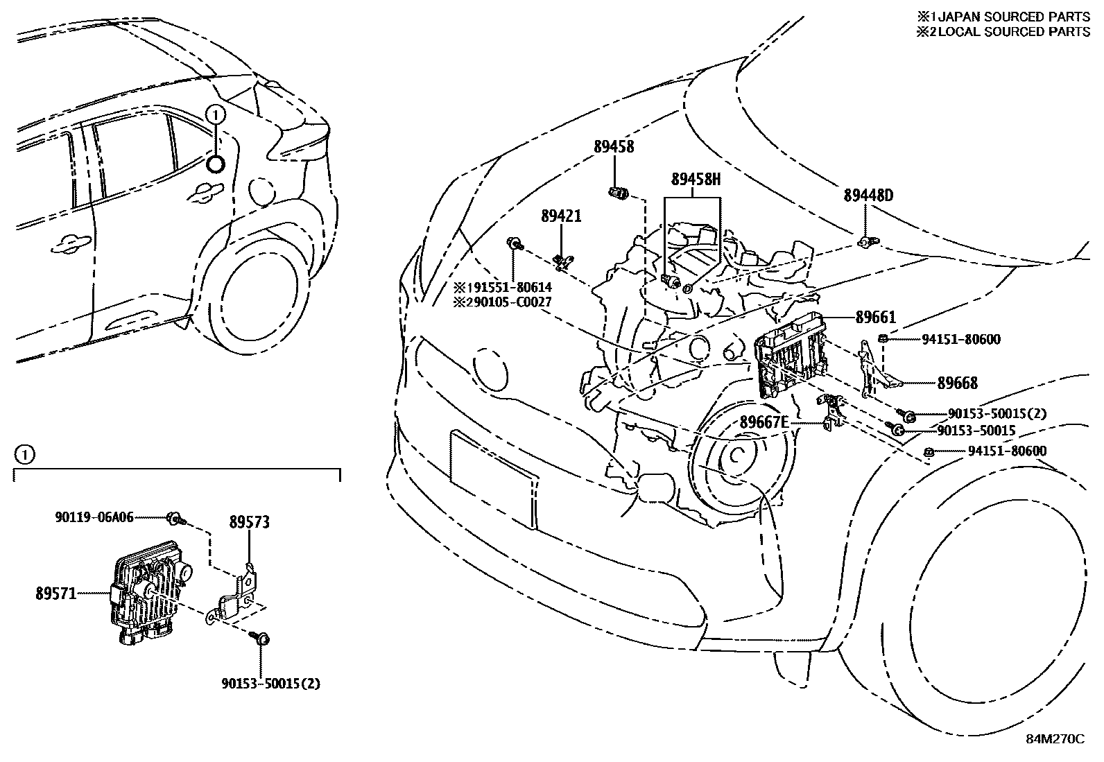 Toyota YARIS 电子燃油喷射系统 EPC diagram — 84M270C