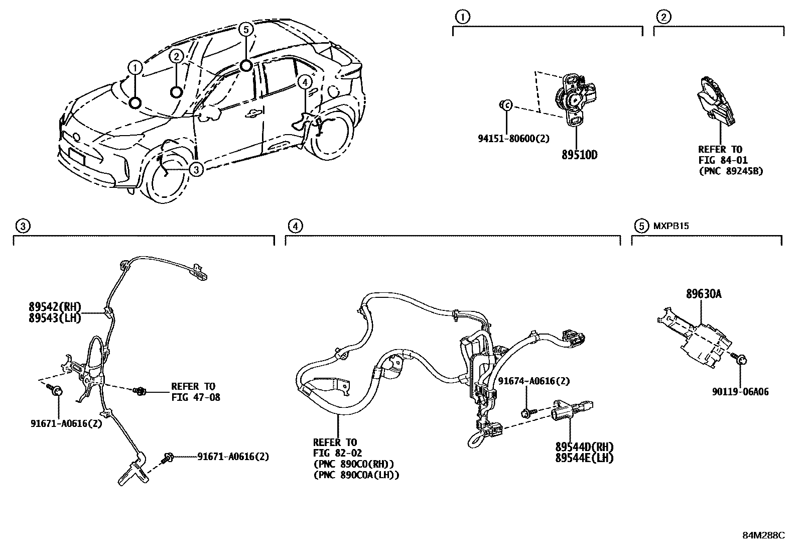 Toyota YARIS ABS 和 VSC EPC diagram — 84M288C