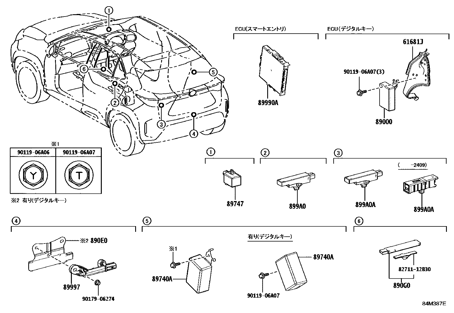 Toyota YARIS 遥控门锁 EPC diagram — 84M387E