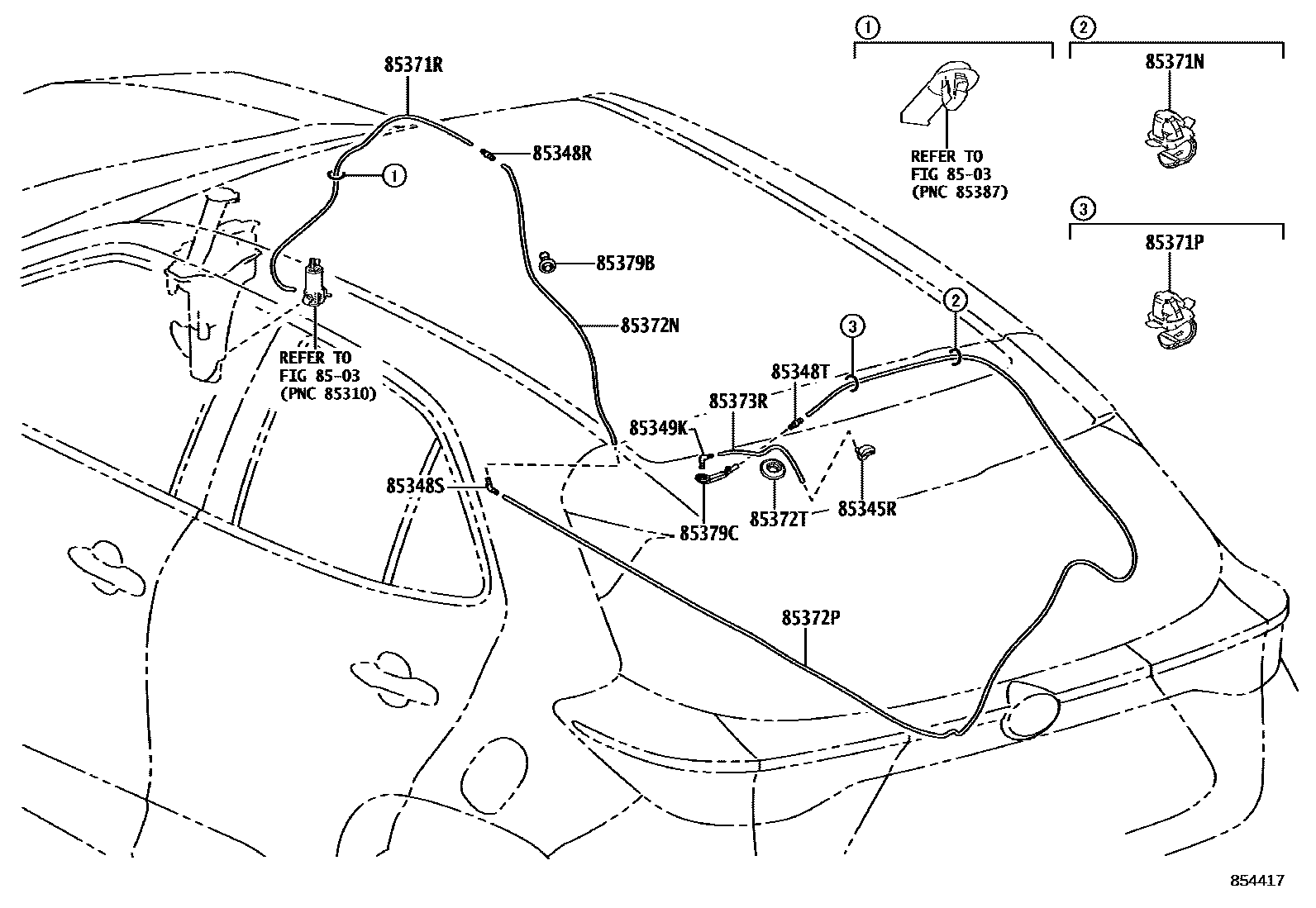 Toyota YARIS 后清洗器 EPC diagram — 854417