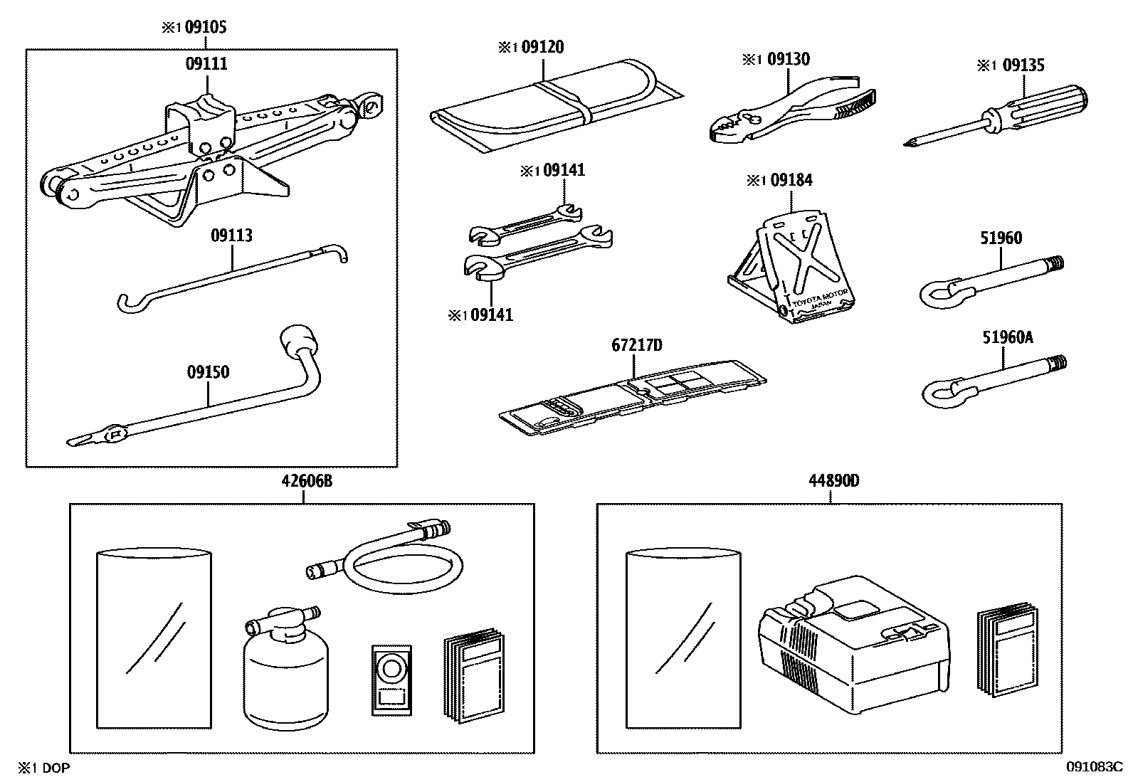 Toyota COROLLA Standard Tools EPC diagram — 091083C