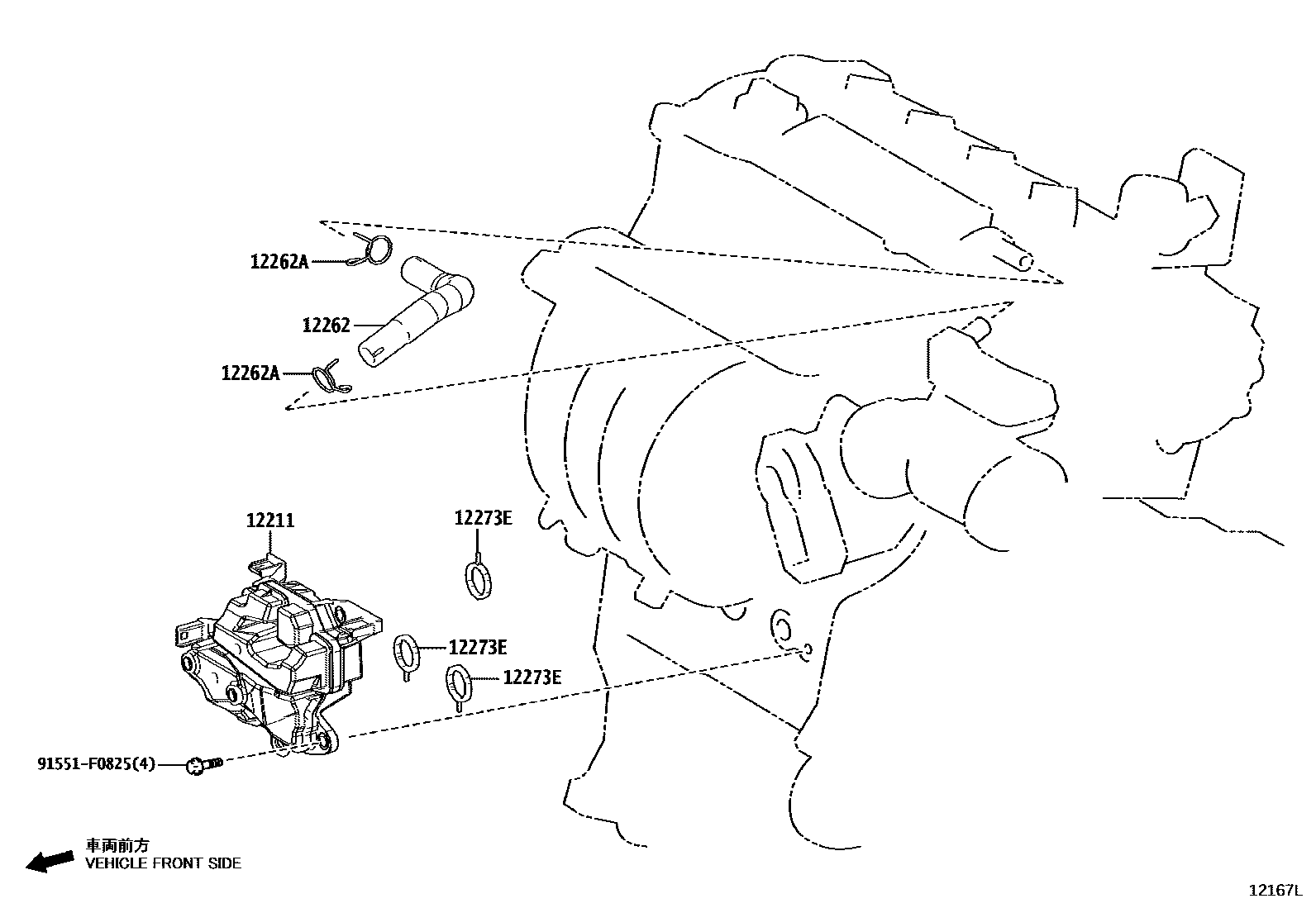 Toyota COROLLA Ventilation Hose EPC diagram — 12167L