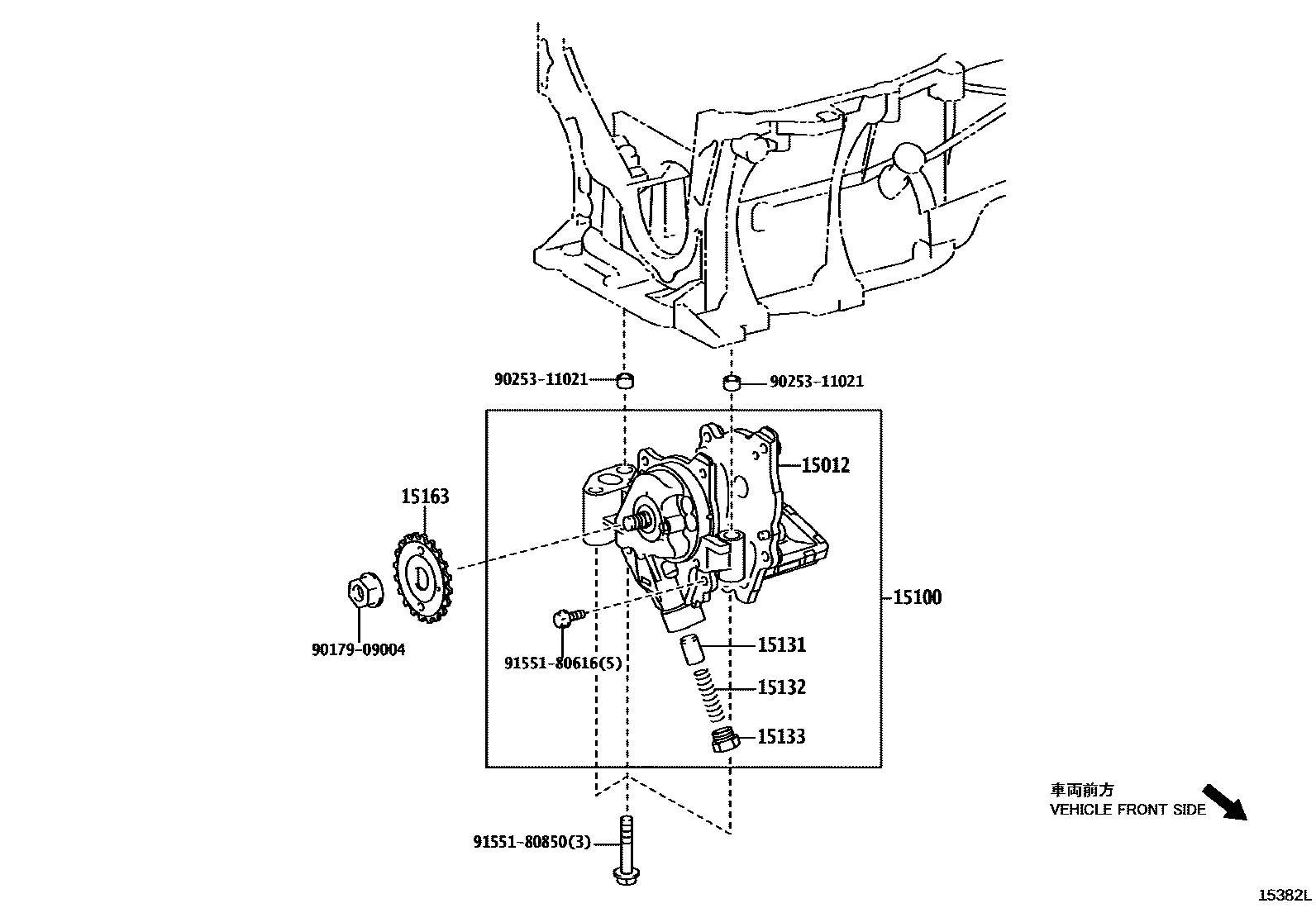 Toyota COROLLA Engine Oil Pump EPC diagram — 15382L
